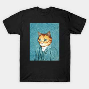 Vincent cat Gogh - Funny, Cat, Portrait, Gift Idea, Shirt, portrait, Vincent van Gogh, starry night, the scream, meme, kitty, kitten, tiktok, instagram, T-Shirt